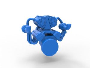 Twin turbo supercharged V8 Engine Version 7 Scale 1 to 25 Modello di stampa 3D