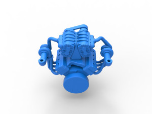 Twin turbo supercharged V8 Engine Version 7 Scale 1 to 25 Modello di stampa 3D