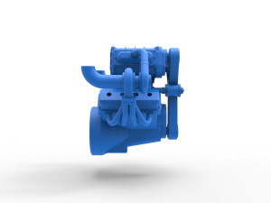 Twin turbo supercharged V8 Engine Version 7 Scale 1 to 25 Modello di stampa 3D