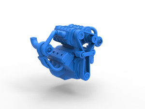 Twin turbo supercharged V8 Engine Version 7 Scale 1 to 25 Modello di stampa 3D
