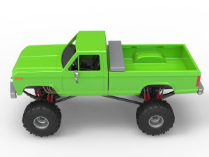 Wheel Standing Mega Truck Scale 1 to 25 3D Print Model