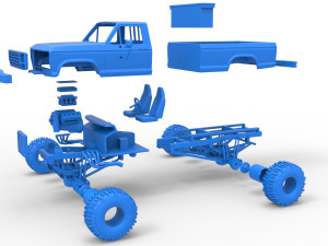 Wheel Standing Mega Truck Scale 1 to 25 3D Print Model