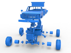 Wheel Standing Mega Truck Scale 1 to 25 3D Print Model
