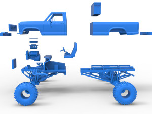 Wheel Standing Mega Truck Scale 1 to 25 3D Print Model