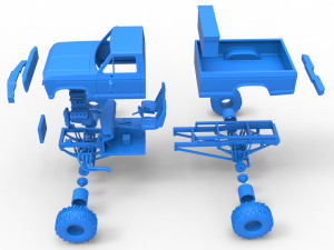 Wheel Standing Mega Truck Scale 1 to 25 3D Print Model
