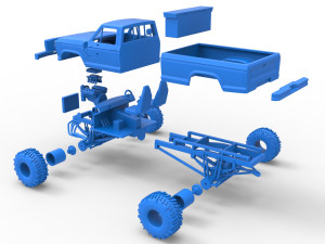Wheel Standing Mega Truck Scale 1 to 25 3D Print Model