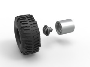 Wheel from Wheel Standing Mega Truck Scale 1 to 25 3D Принт Модель
