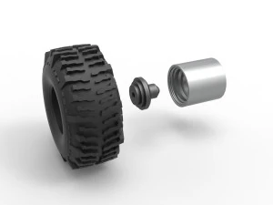 Wheel from Wheel Standing Mega Truck Scale 1 to 25 3D Print Model