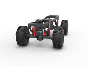 Chassis of Wheel Standing Mega Truck Scale 1 to 25 3D Принт Модель