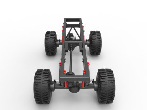 Chassis of Wheel Standing Mega Truck Scale 1 to 25 3D Принт Модель