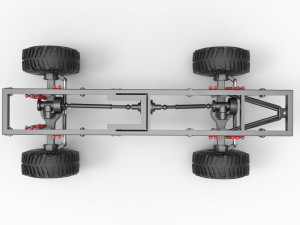 Chassis of Wheel Standing Mega Truck Scale 1 to 25 3D Принт Модель
