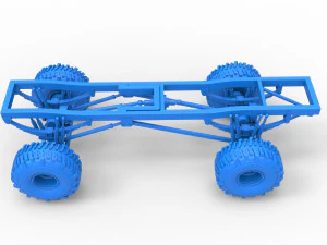 Chassis of Wheel Standing Mega Truck Scale 1 to 25 3D Print Model