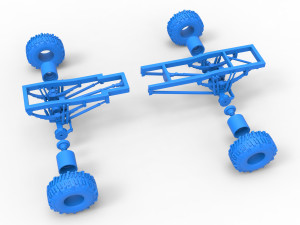 Chassis of Wheel Standing Mega Truck Scale 1 to 25 3D Принт Модель