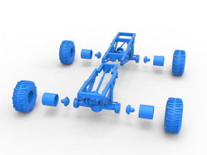 Chassis of Wheel Standing Mega Truck Scale 1 to 25 3D Принт Модель