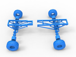 Chassis of Wheel Standing Mega Truck Scale 1 to 25 3D Принт Модель