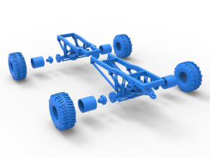 Chassis of Wheel Standing Mega Truck Scale 1 to 25 3D Принт Модель