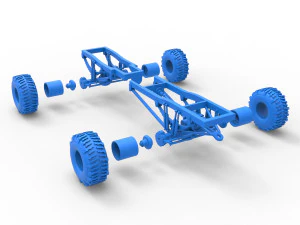 Chassis of Wheel Standing Mega Truck Scale 1 to 25 3D Print Model