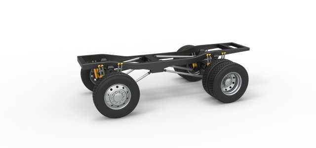 Chassis of Monster Truck with semi truck wheels Scale 1 to 25 3D Print Model .c4d .max .obj .3ds .fbx .stl .blend