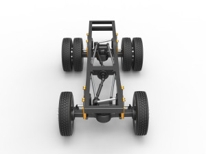 Chassis of Monster Truck with semi truck wheels Scale 1 to 25 3D Print Model