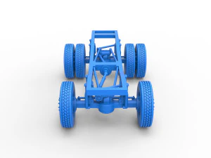 Chassis of Monster Truck with semi truck wheels Scale 1 to 25 3D Print Model