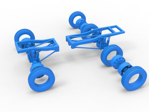 Chassis of Monster Truck with semi truck wheels Scale 1 to 25 3D Print Model