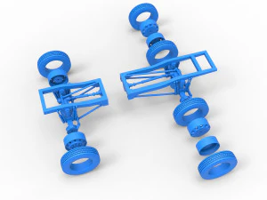 Chassis of Monster Truck with semi truck wheels Scale 1 to 25 3D Print Model