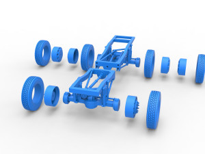 Chassis of Monster Truck with semi truck wheels Scale 1 to 25 3D Print Model