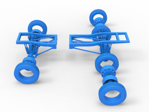 Chassis of Monster Truck with semi truck wheels Scale 1 to 25 3D Print Model