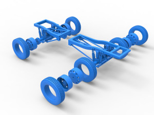 Chassis of Monster Truck with semi truck wheels Scale 1 to 25 3D Print Model