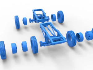 Chassis of Monster Truck with semi truck wheels Scale 1 to 25 3D Print Model