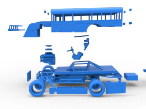 Outlaw Figure 8 Modified stock car as School bus Scale 1 to 25 3D Print Model