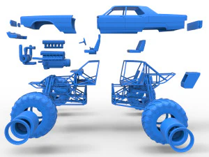 Monster Truck Concept Scale 1 to 25 3D Print Model