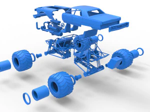 Monster Truck Concept Scale 1 to 25 3D Print Model