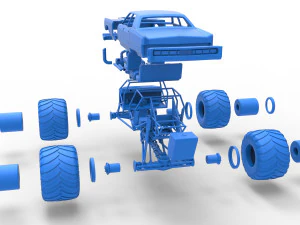 Monster Truck Concept Scale 1 to 25 3D Print Model