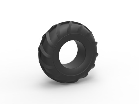 Mud dragster front tire 3 Scale 1 to 25 3D Принт Модель