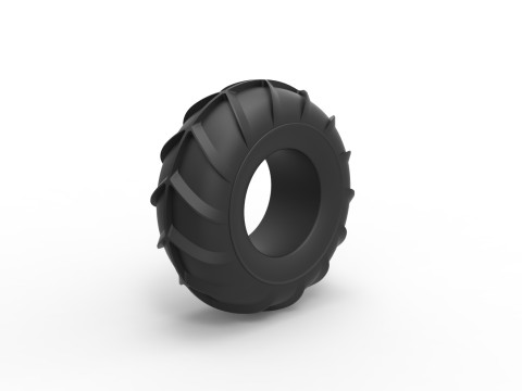 Mud dragster front tire 3 Scale 1 to 25 3D Print Model