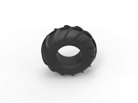 Mud dragster front tire 3 Scale 1 to 25 3D Print Model
