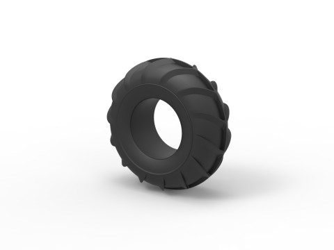Mud dragster front tire 3 Scale 1 to 25 3D Print Model