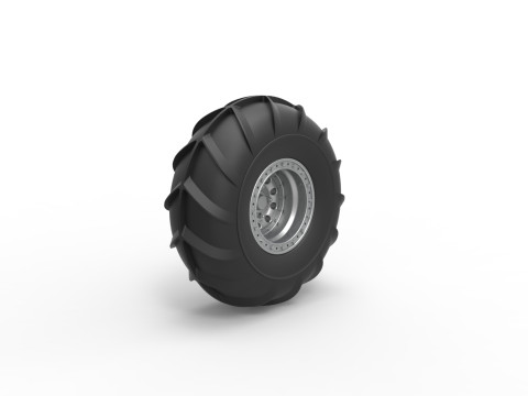 Front wheel from Mud dragster Version 2 Scale 1 to 25 3D Print Model