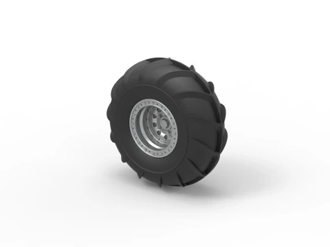 Front wheel from Mud dragster Version 2 Scale 1 to 25 3D Print Model