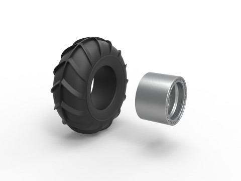 Front wheel from Mud dragster Version 2 Scale 1 to 25 3D Print Model