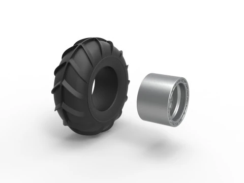Front wheel from Mud dragster Version 2 Scale 1 to 25 3D Print Model