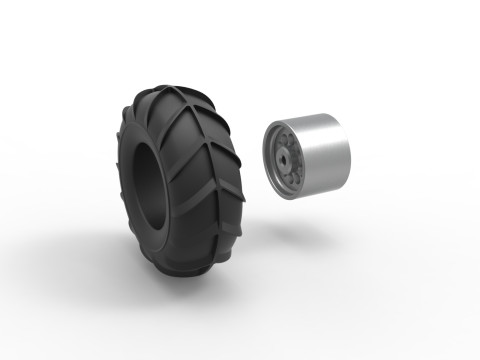 Front wheel from Mud dragster Version 2 Scale 1 to 25 3D Print Model
