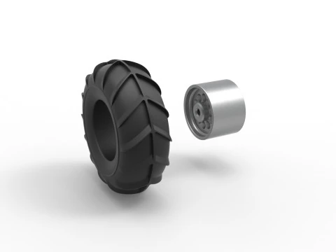 Front wheel from Mud dragster Version 2 Scale 1 to 25 3D Print Model