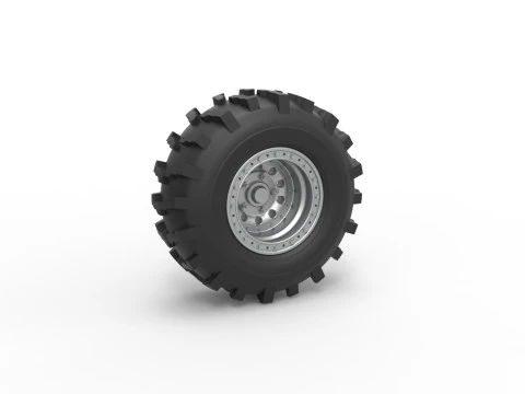 Переднее колесо от грязи драгстера Версия 3 Масштаб от 1 до 25 3D Принт Модель