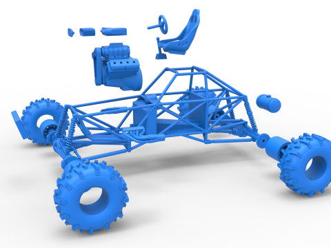 Mud dragster Base Version 2 Scale 1 to 25 Modèles 3D en vedette