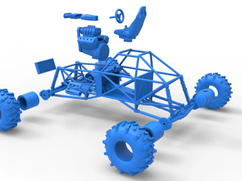 Mud dragster Base Version 2 Scale 1 to 25 3D Print Model