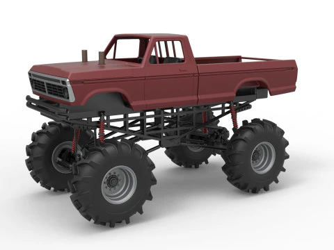 Redneck Rave Mud truck Scale 1 to 25 3D Print Model