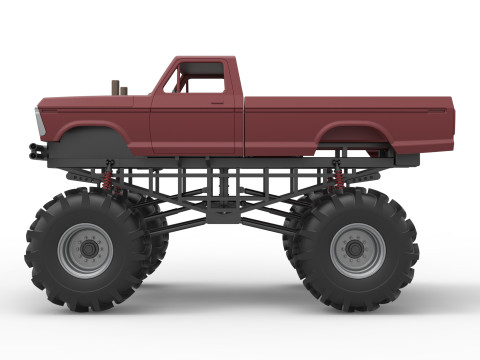 Redneck Rave Mud truck Scale 1 to 25 3D Принт Модель
