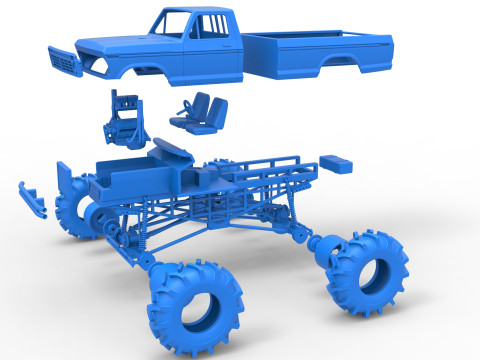 Redneck Rave Mud truck Scale 1 to 25 3D Принт Модель